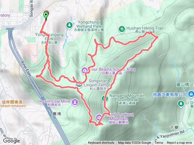 20260822-象山~拇指山～南港山～九五峰～四獸山-O繞10連峰一圈-顏子廟登山口出發預覽圖