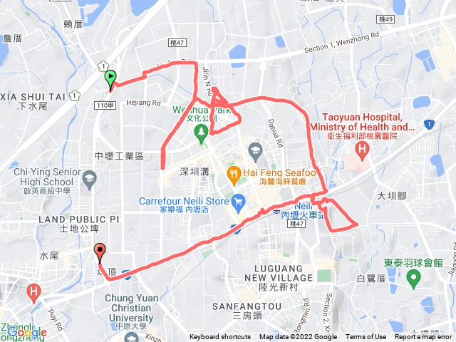 20221203狹長公園-靜心步道-自行車道-桃園大圳步道