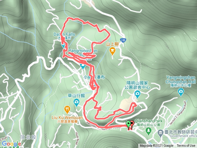 陽明山40砲陣地~小隱潭瀑布~大屯瀑布~青春嶺~陽明書屋~公車總站P型 