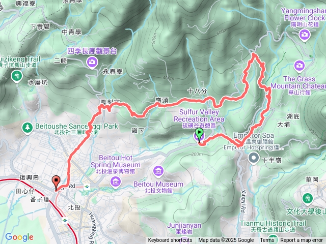 硫磺谷、龍鳯谷、鼎筆橋、十八份水圳、風尾步道、登山路、鳯梨宅、白宮山莊步道預覽圖