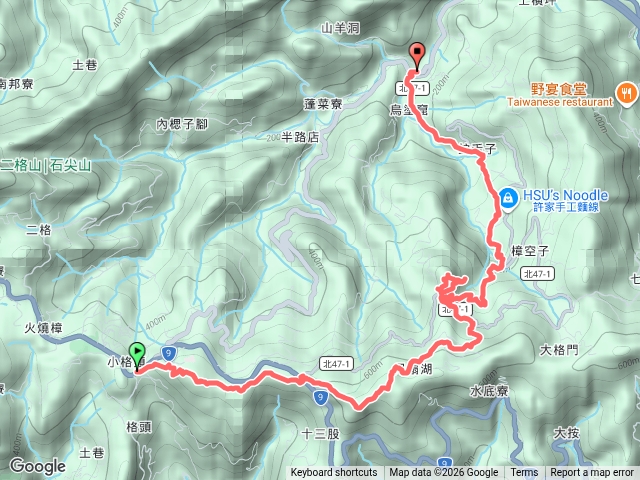小格頭站-雲海山-風露嘴山-粗坑崙山-月扇湖山-修記煤礦炭窯-四分子古道-烏塗窟站預覽圖