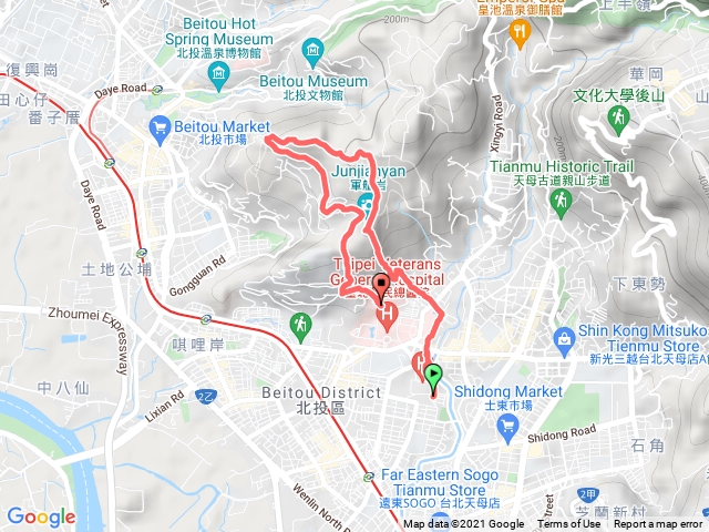 軍艦岩>>照明寺>>榮民總醫院