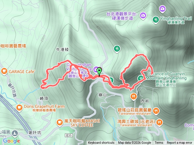 觀音山牛港稜下廖添丁洞、青春嶺登小鷹尖、凌雲尖賞櫻、林梢步道回遊客中心8字串走預覽圖