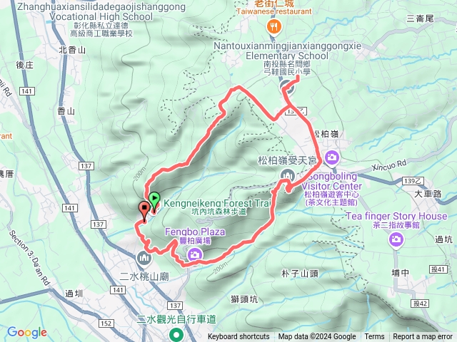 受德宮~大棚山~口寮山~受天宮~豐柏步道~苳柏步道~受德宮-完登預覽圖