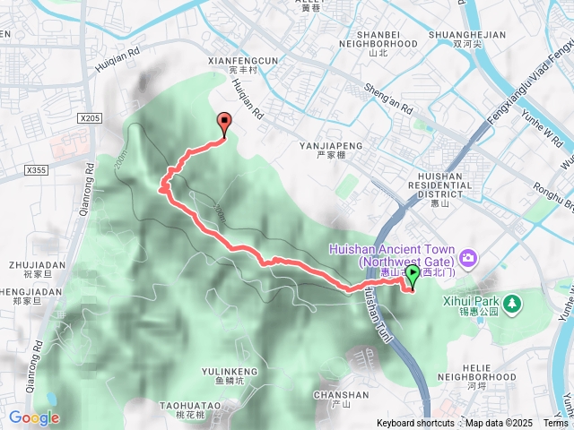錫惠公園→頭茅峰→二茅峰→三茅峰→惠泉花園