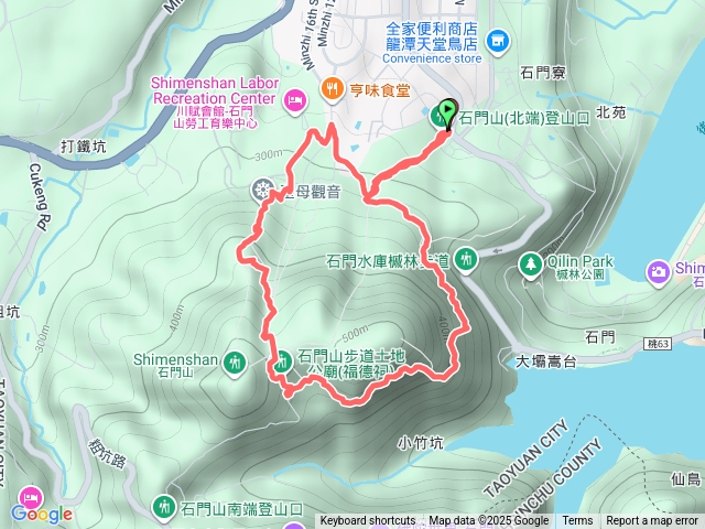 龍潭石門山，北端入口進-環湖步道-觀音步道-北端入口出