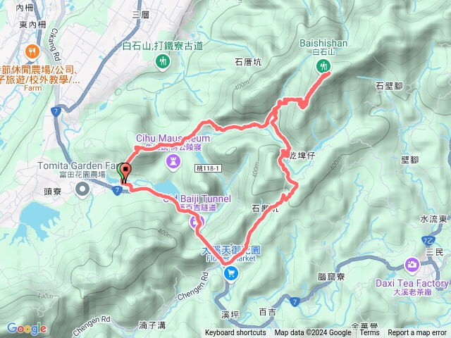 慈湖停車場~頭寮生態步道~草嶺山~白石山~舊百吉隧道口~慈湖停車場預覽圖