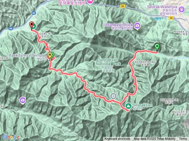 韓國雪嶽山千佛洞溪谷登大青峰下百潭寺