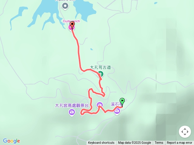 大艽芎古道廟後大樹倒塌路線不通（勉強能過），中間是低處觀景區