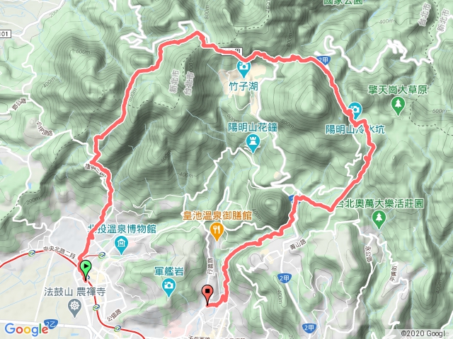 步道串走=北投捷運站-清天宮-二子坪-冷水坑-涓絲瀑布-前山公園-天母公園-行義路磺溪站