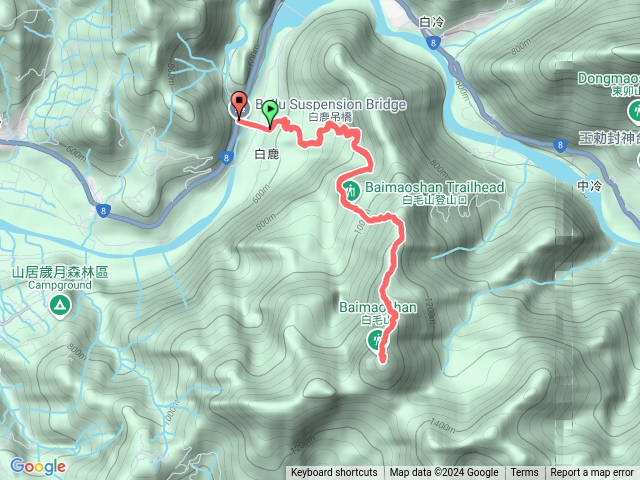 白毛山（白鹿吊橋起登含休息）
