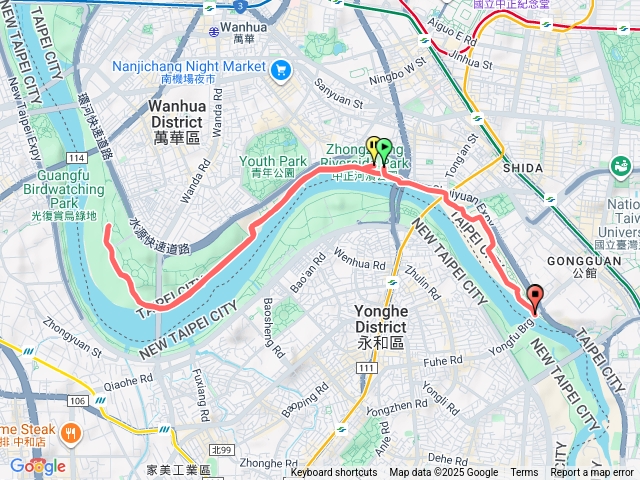 1141216晚跑步永福橋-光復橋河濱來回
