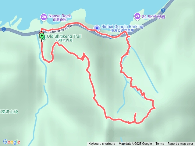 2025-08-06南雅奇岩停車場-黃金8.5稜(南雅山稜）-南雅山-濱海公路82.3K（信義橋）小O型走