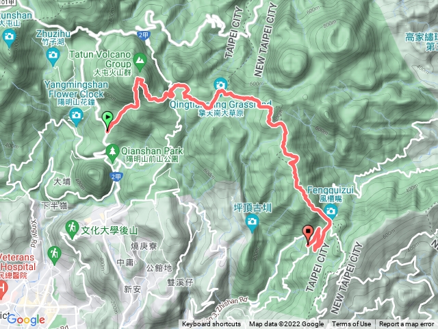 苗圃～七星東峰～冷水坑～擎天崗～石梯嶺～風櫃嘴～聖人橋