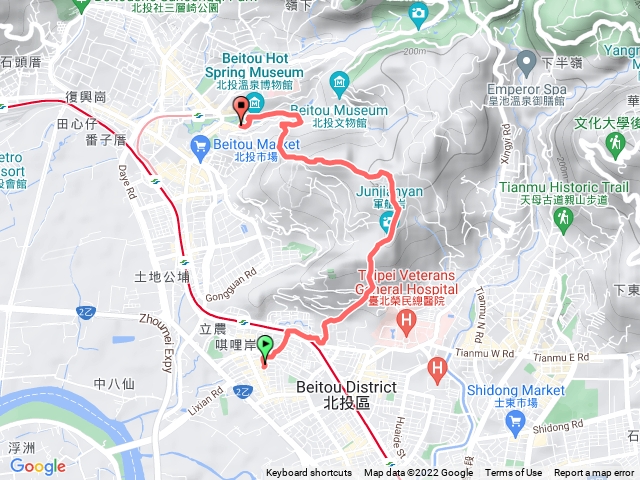 住家 --> 軍艦岩-->新北投公園