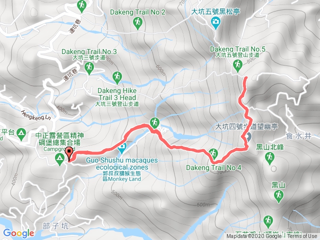 大坑四號步道(中正露營區停車場至頭嵙亭)原路折返