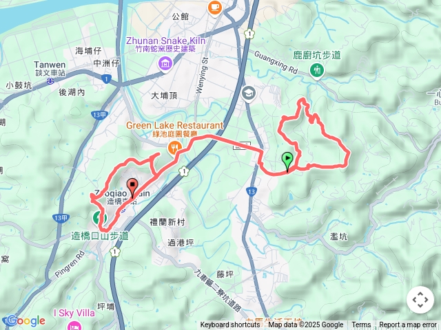頭份鹿廚坑o型，開車移動，造橋口山古道o型預覽圖