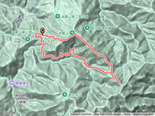 油羅山第一登山口走霞油縱走O繞預覽圖