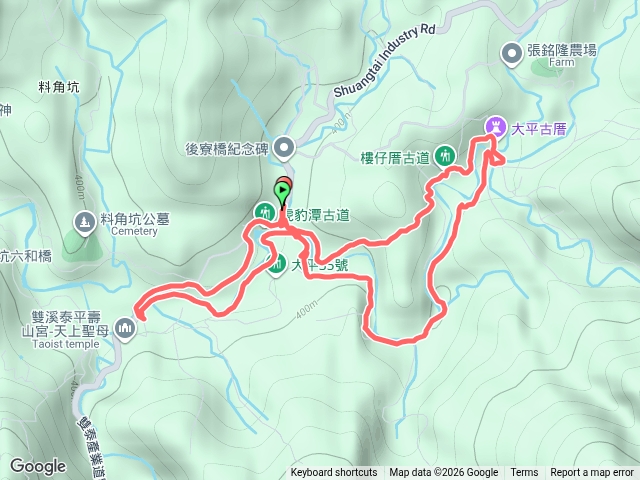 虎豹潭古道環形路線預覽圖