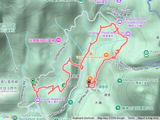 20260222泉源國小-十八份產業道路-拐圳步道-頂圳步道-頂湖福德宮-鼎筆橋步道-頂北投-陽峰古道- 大坑廟-草山行館-六窟-七窟-紗帽橋預覽圖