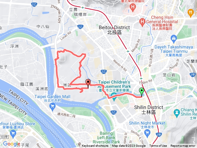 洲美蜆仔港公園-舊雙溪步道-北投焚化爐-三元宮