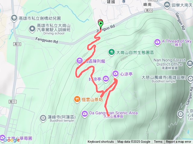 高雄大崗山自然生態園區大崗山三角點（小百岳No74標高310公尺）