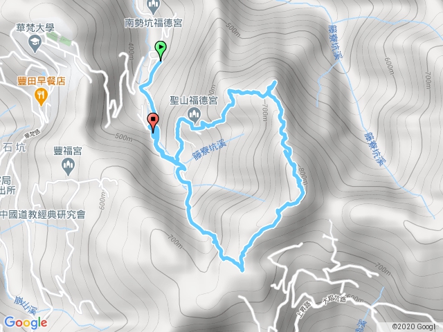 石碇聖山神農殿-南勢坑山-鑽石峰-人頭面山-大尖山O行