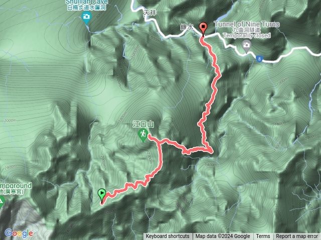 奇萊東稜（D6：9K工寮→江口山→江口山岔路→3.8K流籠頭→1號索道頭→岳王亭登山口）預覽圖