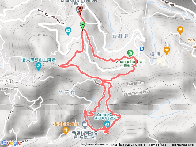 樟山寺、樟樹步道、樟湖步道、銀河洞瀑布雙O型