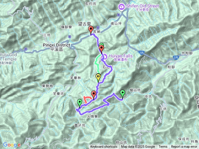 新興宮-石硿子越嶺鞍部-盤山坑古道-鞍部-番喜坑亭-石古井-青林山-畝畝山-北稄線-萬寶洞站