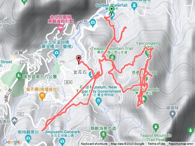 黃金瀑布、無言山丘、哈巴狗岩、無耳茶壺山