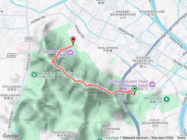 錫惠公園→頭茅峰→二茅峰→三茅峰→惠泉花園