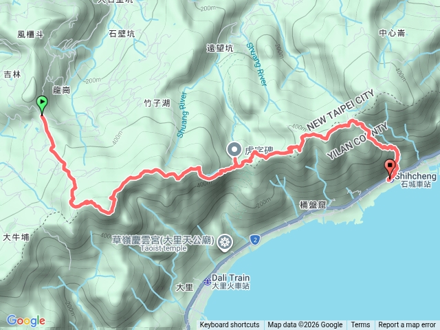 五岔路口-灣坑頭山-埡口-桶盤堀尖山-大湖越嶺古道-石城車站