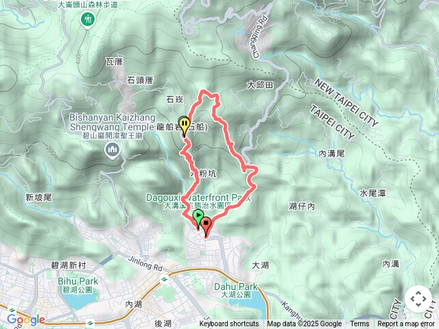大溝溪生態治水園區-大溝溪山-龍船岩南峰/東南峰/主峰-開眼山-石崁山-牛稠尾山西峰-大湖國小O型