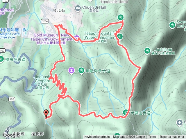 樹梅坪-草山戰備道-半屏山-茶壺山-黃金博物館-石尾步道-樹梅坪預覽圖