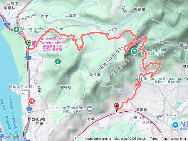 八勢古道-東小坪頂山-小坪頂山-貴子坑山西峰、北峰、主峰、東峰-水磨坑山-小牛埔步道-三層崎公園預覽圖
