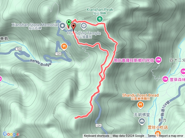 仙山諸峰,仙山主峰、東南峰、南峰北稜、南峰、八仙古道,獅潭仙山風景區靈洞宮預覽圖