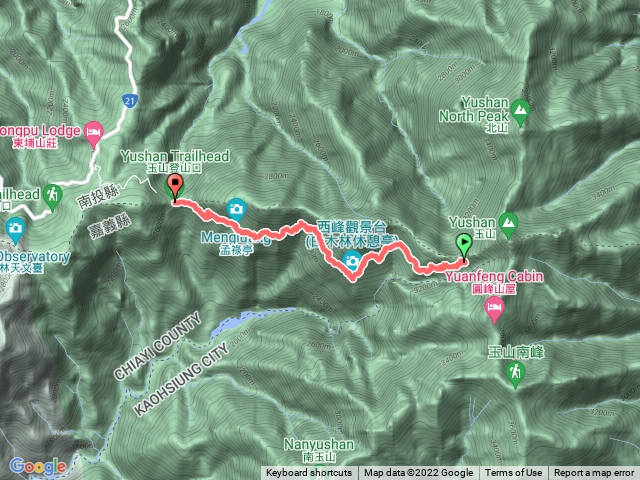 排雲山莊到塔塔加登山口