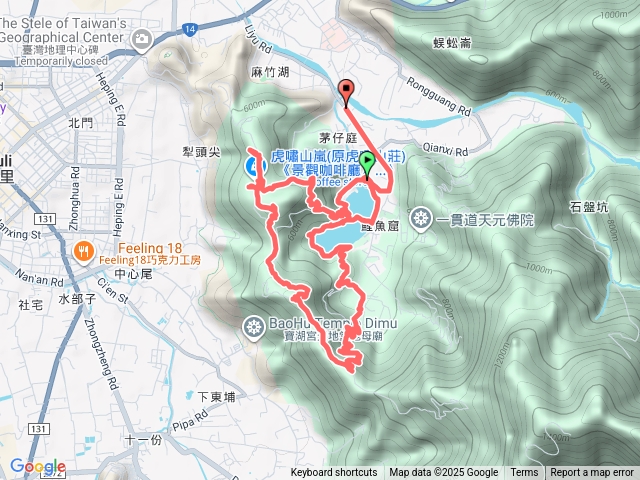 鯉魚潭上虎頭山走犁頭尖山 Ｏ型