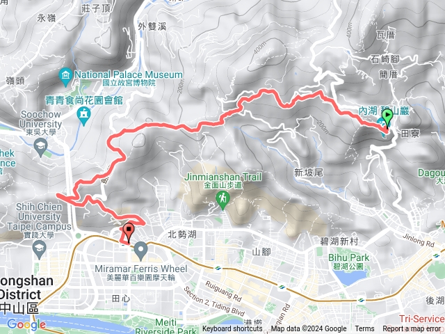 台北大縱走第五段雨天路線預覽圖