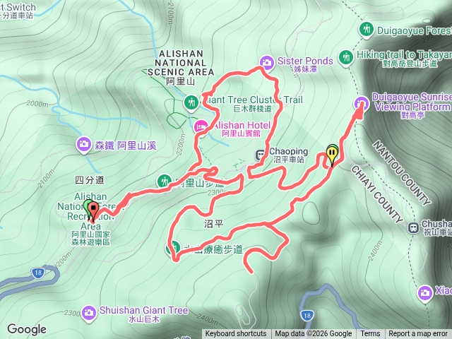 受鎮宮姊妹潭觀日步道至對高岳車站返回遊客中心停車場