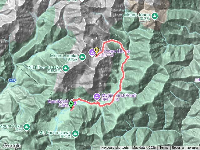 上高地、明神池、德澤園、橫尾、涸沢