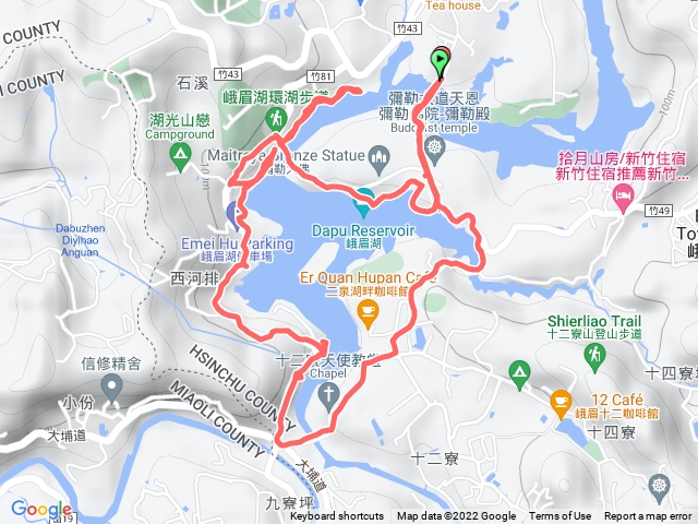 峨眉湖環湖（順時鐘、細茅埔吊橋出發）