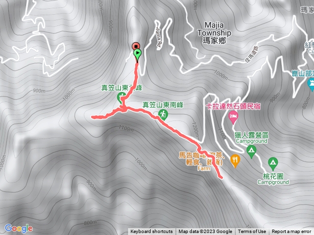 真笠山東北峰、東南峰、真笠山