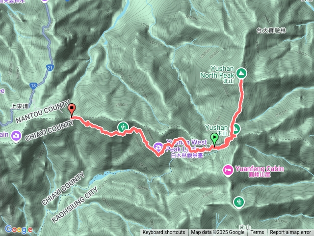 排雲上玉山北主峰到塔塔加登山口