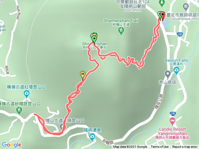 紗帽山 陽明湖登山口 登頂 大埔登山口 頂半嶺站 原路折回 前山公共浴室