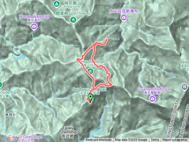 北大武山舊登山口縱走舊平和部落轉萬安回日湯真山O繞