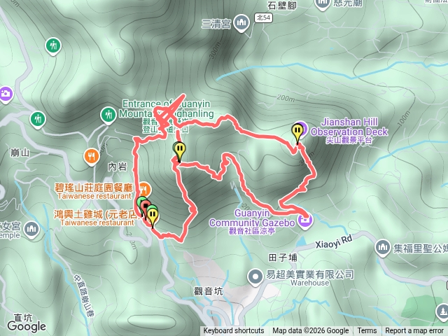 觀音山超讚攀岩路線尖山O型縱走預覽圖