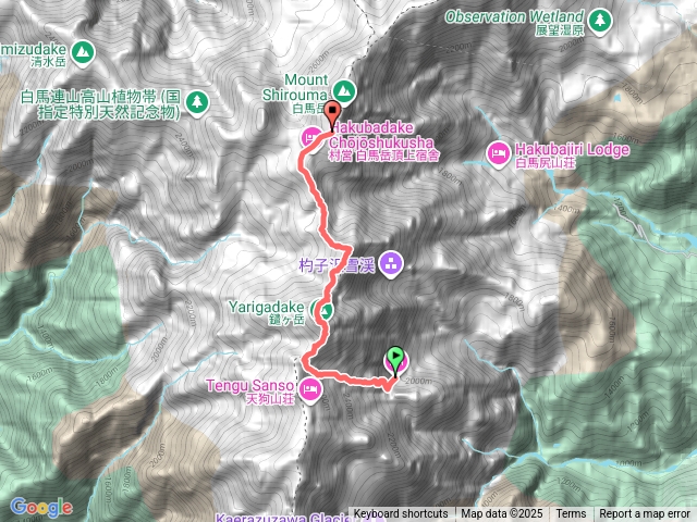 譴溫泉小屋-譴岳-杓子岳-白馬山莊。