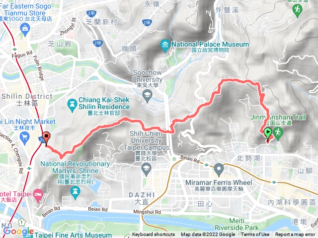 內湖、小金面山、文間山、劍潭山